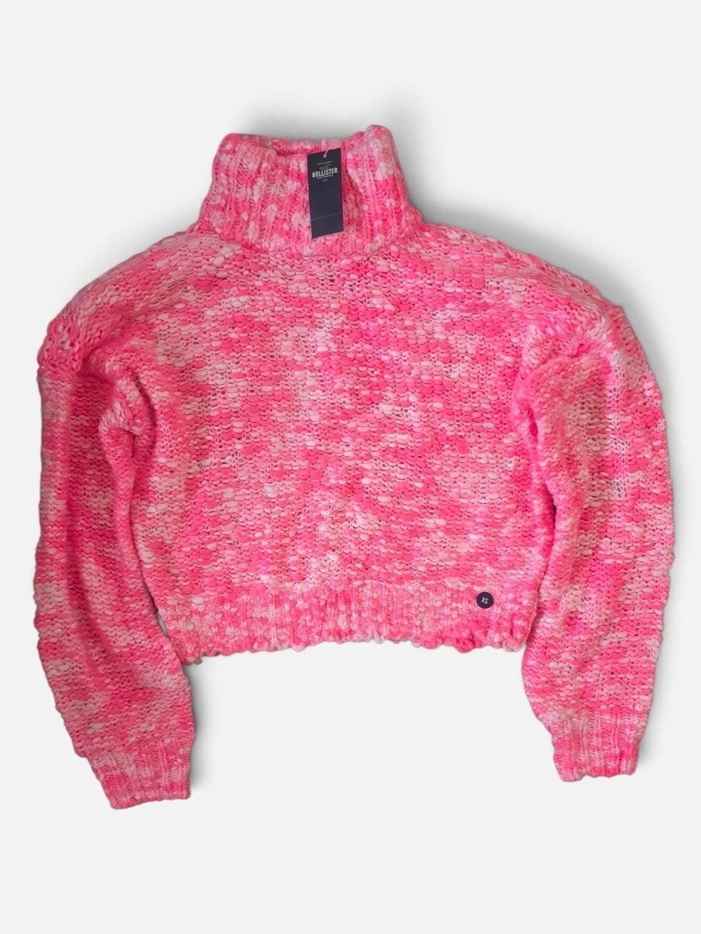 Hollister Pink Marled Cropped Turtleneck Sweater 2010s XS